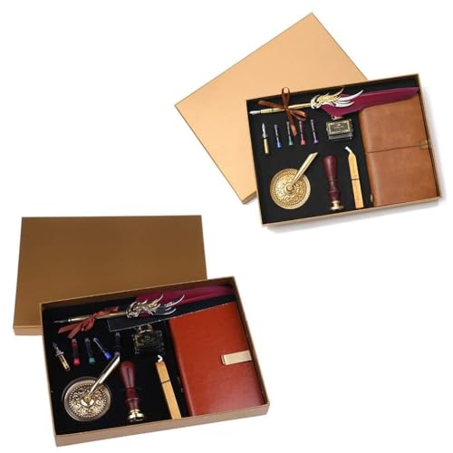 Retro Vintage Kalligraphie Feder Füllfederhalter Schreiben Leder Notizbuch Set Schreibwaren Kalligraphie Stift Set für Erwachsene von Morain