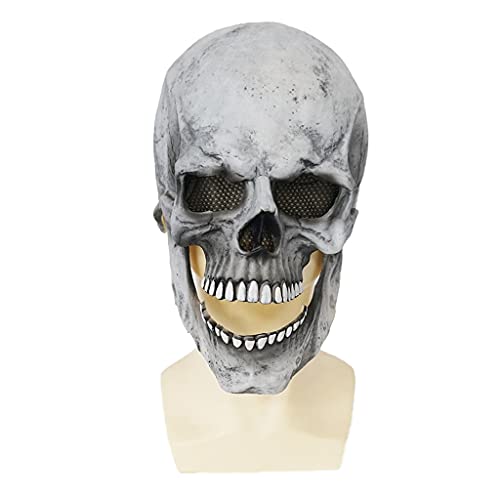 Skelett Schädel Horror Erwachsene Cosplay Kostüm für Halloween Party Halloween Full For Head Skull Helm Latex Realistisch von Morain