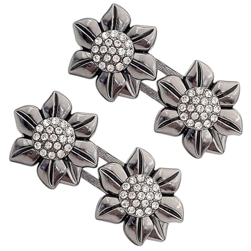 Strass-Blumen-Bundknopf, verstellbarer Nadelverschluss, nicht nähen, Legierung, Kleidung, Dekoration für Hosen, kein Bohren, Legierung, Jeansknopf mit Blume von Morain