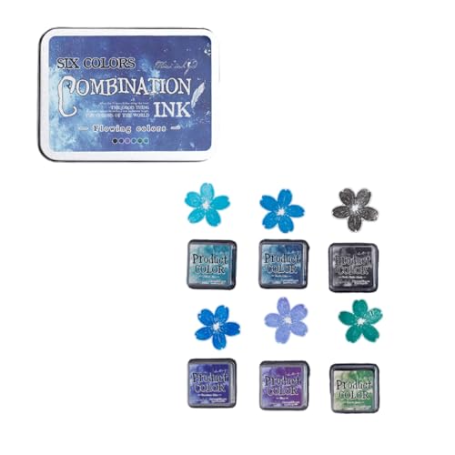 Tintenkissen-Set, fließende Farben, Kombination, Stempelkissen, Schulbedarf für Kinder, Erwachsene, Bastelprojekte, fließende Farben, Set, Kombinations-Stempelkissen für Kunstgebrauch, 6 Stück Tintenkissen-Set, fließende Farben, Kombination, Stempelkissen, Schulbedarf für Kinder, Erwachsene, Bastelprojekte, fließende Farben, Set, Kombinations-Stempelkissen für Kunstgebrauch, 6 Stück von Morain