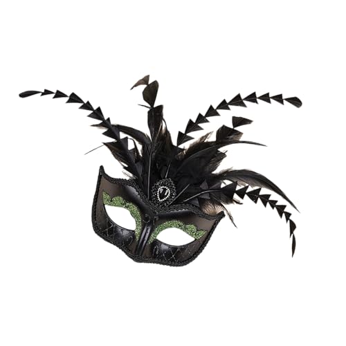 Venezianer-Augenmaske mit Strasssteinen, Federn, Halbgesicht, für Maskeraden, Bälle, Halloween, Party, Cosplay, Foto, Karneval, Kostüm, Zubehör-Set für Männer, Erwachsene, Frauen von Morain
