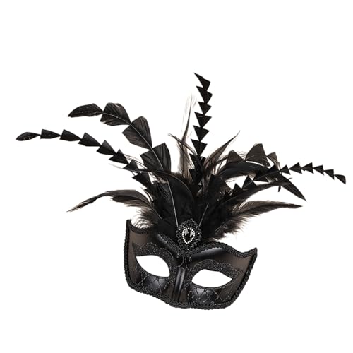 Venezianer-Augenmaske mit Strasssteinen, Federn, Halbgesicht, für Maskeraden, Bälle, Halloween, Party, Cosplay, Foto, Karneval, Kostüm, Zubehör-Set für Männer, Erwachsene, Frauen von Morain