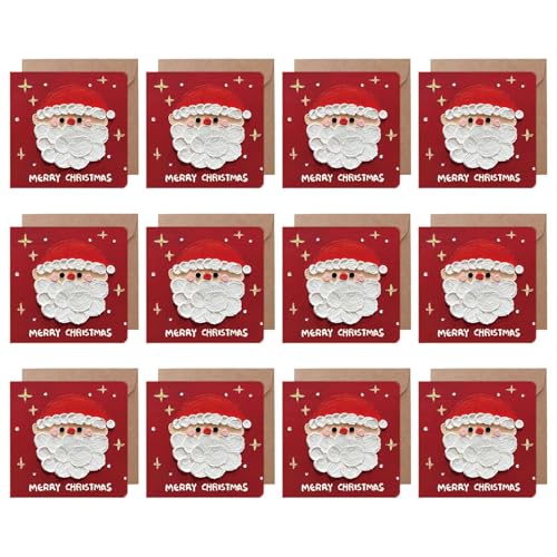 Weihnachtskarten mit Umschlag und Siegelaufkleber, Neujahrskarte, Urlaubsgrußkarte, einzigartige Weihnachtsdesigns, 12 Stück von Morain
