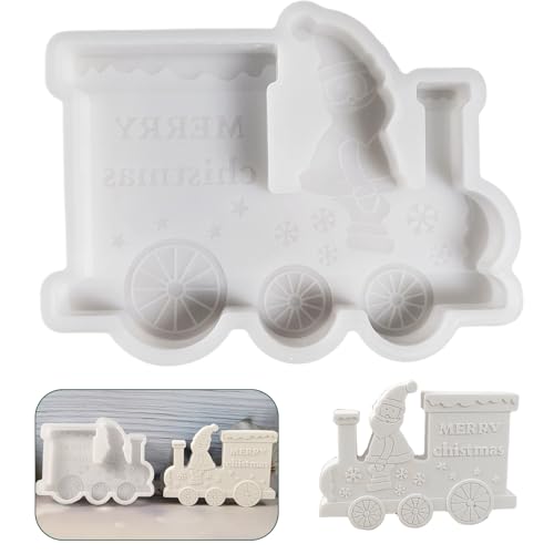 Weihnachtszug Geformte Silikonformen Mit Santa Muster Betonzement Silikonformen Für Epoxidharz Home Dekoration von Morain