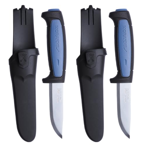 Morakniv Messer mit Scheide für Handwerker - 2-Pack Blau/Schwarz - Pro S - Mora Messer Feststehende Klinge aus Edelstahl - 2,0 mm - Hergestellt in Schweden - Outdoormesser feststehend von Morakniv
