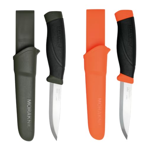 Morakniv Outdoor Messer mit Scheide - 2-Pack Grün/Orange - Mora Companion HeavyDuty C - 3,2 mm - Jagdmesser Feststehende Klinge aus Kohlenstoffstahl - Hergestellt in Schweden - Survival Messer von Morakniv
