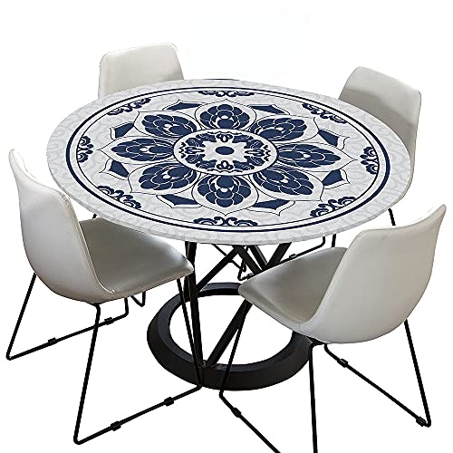 Morbuy Tischdecke Outdoor Rund 150 cm, Elastisch Rund Abwaschbar Tischdecken Wasserabweisend Lotuseffekt Garten Tischdecke Mandala Table Cloth, Ideal für 130cm-140cm von Morbuy