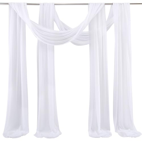 Morbuy 2 Stück Hochzeitsbogen Drapierstoff, Vorhang Weiß Traubogen Hochzeit Chiffon Stoff Tüll Gardine für Geburtstag Party, Zeremonie, Laube, Empfang (75x600cm,Weiß) von Morbuy