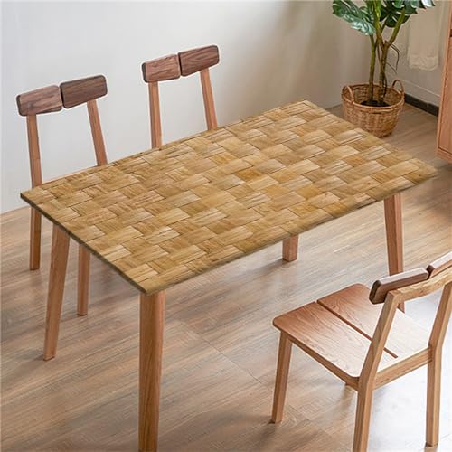 Morbuy 3D Rechteckige Elastische Tischdecke, Rechteckig Tischdecke mit Gummizug Spanntischdecke Gartentischdecke für Picknick Camping Partys (2.6FT/80x80cm,Bambus weben 12) von Morbuy