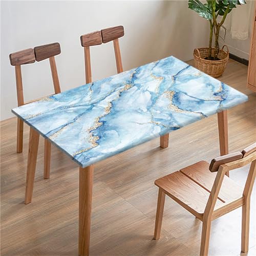 Morbuy 3D Rechteckige Elastische Tischdecke, Rechteckig Tischdecke mit Gummizug Spanntischdecke Gartentischdecke für Picknick Camping Partys (6FT/183x77cm,Marble 12) von Morbuy