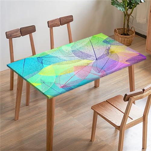 Morbuy 3D Rechteckige Elastische Tischdecke, Rechteckig Tischdecke mit Gummizug Spanntischdecke Gartentischdecke für Picknick Camping Partys (Weinleseblatt 12,4FT/122x61cm) von Morbuy