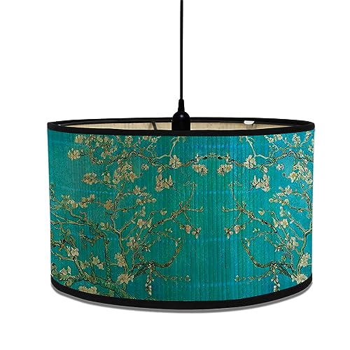 Morbuy Bambus Lampenschirm für Tischlampe, Ölgemälde Muster Vintage Stil Durchmesser 30cm Tischlampenschirm Holz Stehlampenschirme für Deckenleuchte Stehlampe Wandleuchte (Pflaumenblüte) von Morbuy