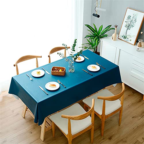 Morbuy Einfarbig Tischdecke Abwaschbar Lotuseffekt Eckig Tischtuch Wasserdicht Tafeldecke Tischwäsche Fleckschutz für Esstisch Zuhause Festival (100x160cm,Pfauenblau) von Morbuy