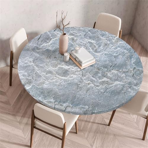 Morbuy Elastische Tischdecke Rund, Marmor Stil Tischdecke Wasserdicht Schmutzabweisend Gartentischdecken Tischtuch Abwischbar Tischschutz für Party Küche (Stein,Durchmesser 80cm) von Morbuy
