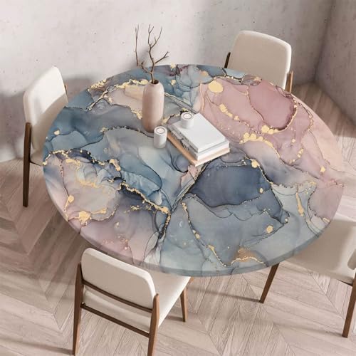 Morbuy Elastische Tischdecke Rund Abwaschbar, 3D Marmor Stil Tischdecke Wasserdicht Schmutzabweisend Gartentischdecken Tischtuch Abwischbar Tischschutz für Küche (Stil 2,Durchmesser 140cm) von Morbuy