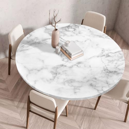 Morbuy Elastische Tischdecke Rund Abwaschbar, 3D Marmor Stil Tischdecke Wasserdicht Schmutzabweisend Gartentischdecken Tischtuch Abwischbar Tischschutz für Küche (Stil 3,Durchmesser 180cm) von Morbuy