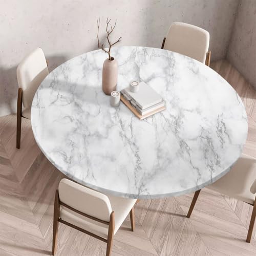 Morbuy Elastische Tischdecke Rund Abwaschbar, 3D Marmor Stil Tischdecke Wasserdicht Schmutzabweisend Gartentischdecken Tischtuch Abwischbar Tischschutz für Küche (Stil 4,Durchmesser 100cm) von Morbuy