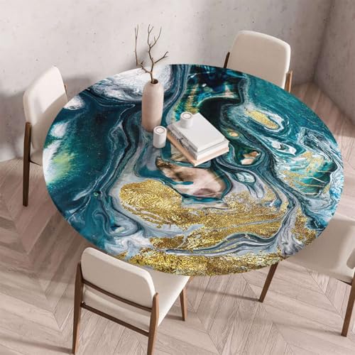 Morbuy Elastische Tischdecke Rund Abwaschbar, 3D Marmor Stil Tischdecke Wasserdicht Schmutzabweisend Gartentischdecken Tischtuch Abwischbar Tischschutz für Küche (Stil 6,Durchmesser 60cm) von Morbuy