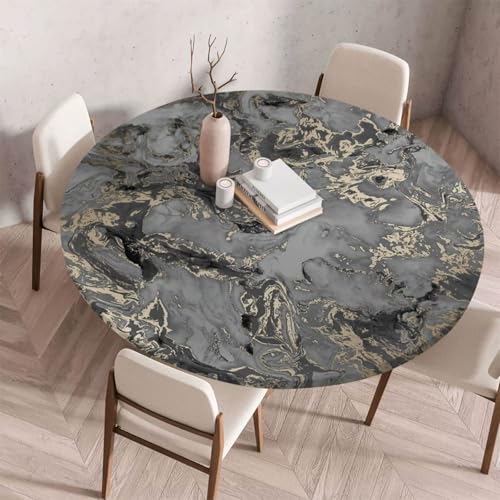 Morbuy Elastische Tischdecke Rund Abwaschbar, 3D Marmor Stil Tischdecke Wasserdicht Schmutzabweisend Gartentischdecken Tischtuch Abwischbar Tischschutz für Küche (Stil 7,Durchmesser 90cm) von Morbuy