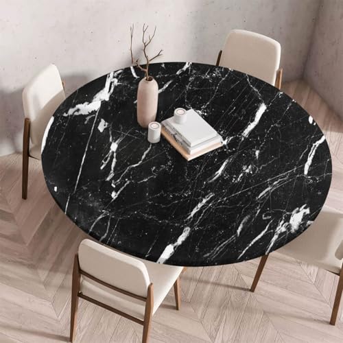 Morbuy Elastische Tischdecke Rund Abwaschbar, 3D Marmor Stil Tischdecke Wasserdicht Schmutzabweisend Gartentischdecken Tischtuch Abwischbar Tischschutz für Küche (Stil 8,Durchmesser 170cm) von Morbuy