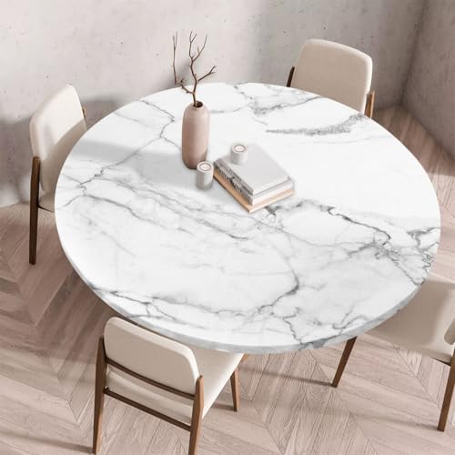 Morbuy Elastische Tischdecke Rund Abwaschbar, 3D Marmor Stil Tischdecke Wasserdicht Schmutzabweisend Gartentischdecken Tischtuch Abwischbar Tischschutz für Küche (Stil 9,Durchmesser 90cm) von Morbuy