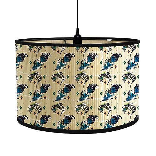Morbuy Feder Bambus Lampenschirm für Tischlampe, Tischlampenschirm Lampe Stehlampenschirme Textilschirm für Pendelleuchte Deckenleuchte Stehlampe Wandleuchte Dekoration (Blau,30CM) von Morbuy