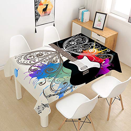 Morbuy Gitarrendruck Tischdecke Abwaschbar Tischtuch Rechteckig Tischwäsche Gartentischdecke Outdoor Tischdekoration Wasserdicht Polyester Ölfest Pflegeleicht (90x90cm,Schmetterling) von Morbuy