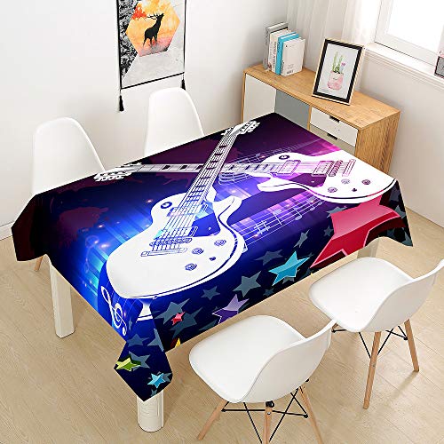 Morbuy Gitarrendruck Tischdecke Abwaschbar Tischtuch Rechteckig Tischwäsche Gartentischdecke Outdoor Tischdekoration Wasserdicht Polyester Ölfest Pflegeleicht (90x90cm,elektrische Gitarre) von Morbuy