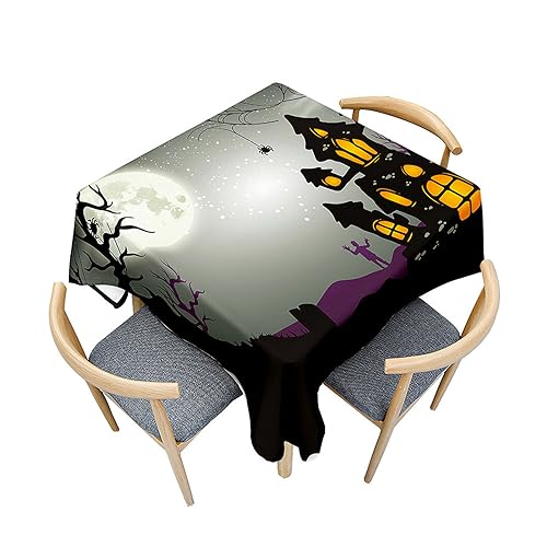 Morbuy Halloween Gartentischdecke Quadratisch, Küchentischdecke Tischdecken Wasserdicht Tischdecke Abwaschbar Fleckschutz Tischtuch für Dekoration Party (40x40cm,Halloweennacht) von Morbuy