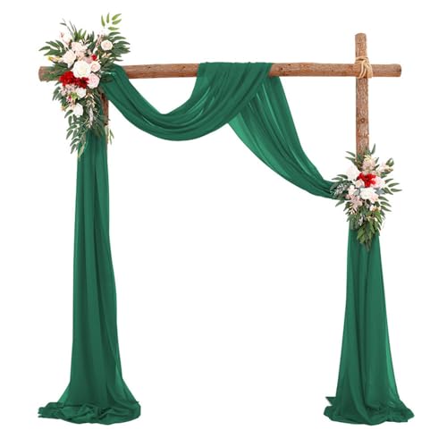 Morbuy Hochzeitsbogen Drapierstoff, Vorhang Weiß Traubogen Hochzeit Chiffon Stoff Tüll Gardine für Geburtstag Party, Zeremonie, Laube, Empfang (75x1000cm,Dunkelgrün) von Morbuy