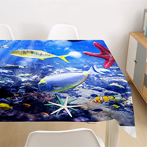 Morbuy Küchentischdecke Abwaschbar, 3D Meerestiere Muster Tischdecken Rechteckig Tischdecke Wasserdicht Lotuseffekt Abwischbar Tischtuch für Dekoration Garten Outdoor (60x60cm,Seestern) von Morbuy