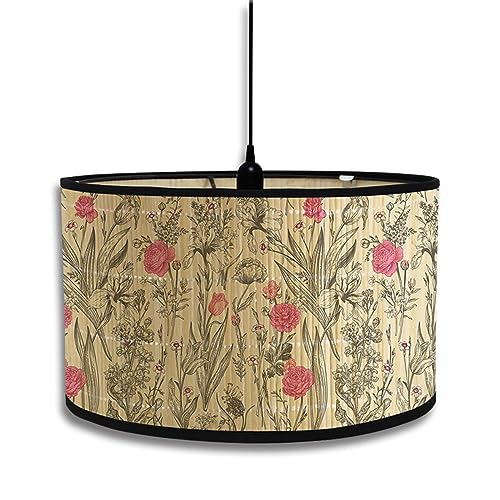 Morbuy Lampenschirm für Tischlampe, Blume Elegant Druck Tischlampenschirm Stoffschirm Lampe Stehlampenschirme Textilschirm für Pendelleuchte Wandleuchte Stehlampe Deckenleuchte (Rose) von Morbuy