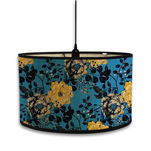 Morbuy Lampenschirm für Tischlampe, Böhmen Vintage Blume Druck Tischlampenschirm Stoffschirm Lampe Stehlampenschirme für Pendelleuchte Wandleuchte Stehlampe Deckenleuchte (blaue Blume) von Morbuy