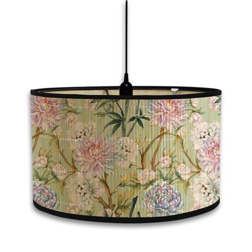 Morbuy Lampenschirm für Tischlampe, Böhmen Vintage Blume Druck Tischlampenschirm Stoffschirm Lampe Stehlampenschirme für Pendelleuchte Wandleuchte Stehlampe Deckenleuchte (pinke Blume) von Morbuy