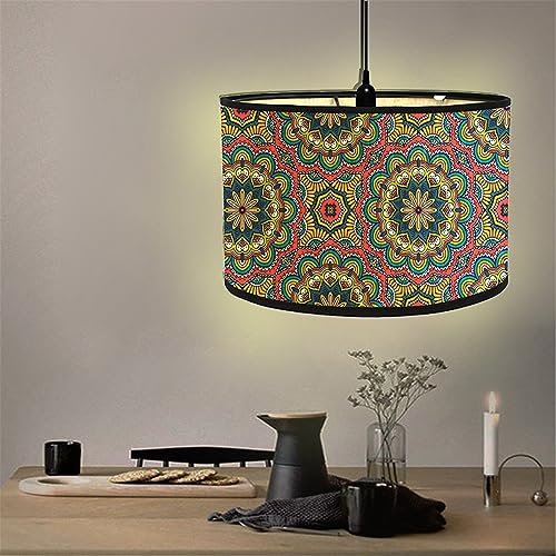 Morbuy Lampenschirm für Tischlampe, Klassisch Mandala Druck Tischlampenschirm Stoffschirm Lampe Stehlampenschirme Textilschirm für Pendelleuchte Wandleuchte Stehlampe Deckenleuchte (Orange Rot) von Morbuy