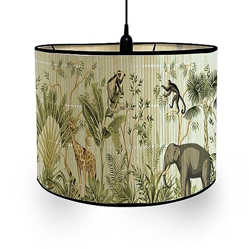 Morbuy Lampenschirm für Tischlampe, Stehlampenschirme aus Bambus mit Natur Waldtiere muster, Lampenschirme für Deckenleuchte Pendelleuchte Stehlampe Wandleuchte Dekoration (Dschungel) von Morbuy