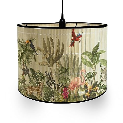 Morbuy Lampenschirm für Tischlampe, Stehlampenschirme aus Bambus mit Natur Waldtiere muster, Lampenschirme für Deckenleuchte Pendelleuchte Stehlampe Wandleuchte Dekoration (Flamingo) von Morbuy