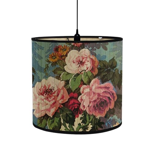 Morbuy Lampenschirm für Tischlampe, Stehlampenschirme aus Bambus mit Vintage-Blumen Muster, Lampenschirme für Deckenleuchte Pendelleuchte Stehlampe Wandleuchte Dekoration (Pfingstrose) von Morbuy