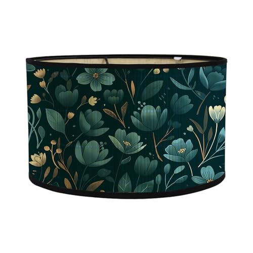 Morbuy Lampenschirm für Tischlampe Bambus, Blumen Muster Trommel Lampenschirm Zylinder Lampenschirm Durchmesser 30cm Tischlampenschirm Holz Stehlampenschirme für Dekoration (Blumen) von Morbuy