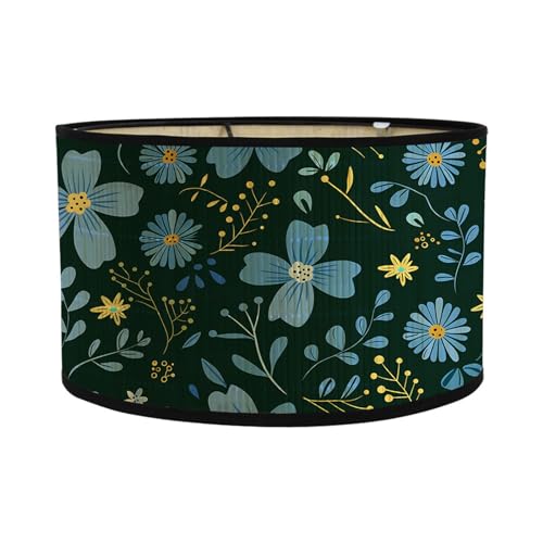 Morbuy Lampenschirm für Tischlampe Bambus, Blumen Muster Trommel Lampenschirm Zylinder Lampenschirm Durchmesser 30cm Tischlampenschirm Holz Stehlampenschirme für Dekoration (Gänseblümchen) von Morbuy
