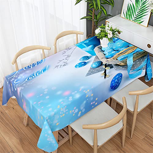 Morbuy Ostern Rechteckig Tischdecke, Korb aus Bambus Muster Frühling Blumen Gras Tischdecken Wasserdicht Tischdecke Wasserabweisend Tischtuch für Dekoration Party (140x210cm,Frohe Ostern) von Morbuy