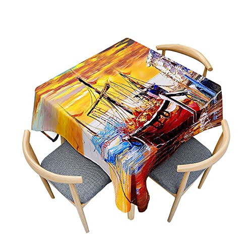 Morbuy Outdoor-Tischdecken Quadratisch, Segelboot Muster Tischdecke Wasserdicht Küchentischdecke Abwischbar Fleckschutz Tischtuch für Restaurant Garten Party (40x40cm,Segelboot) von Morbuy