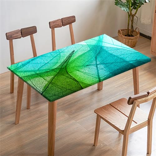 Morbuy Rechteckige Drucken Elastische Tischdecke, Rechteckig Tischdecke mit Gummizug Spanntischdecke Gartentischdecke für Outdoor Picknick Camping Partys (Blätter 4,100x100cm) von Morbuy