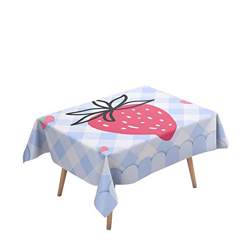 Morbuy Rechteckige Tischdecken, 3D Erdbeere Drucken Tischdecke Wasserdicht Abwaschbar Abwischbar Lotuseffekt Tischtuch für Dekoration Küchentisch Garten Outdoor (140x200cm,Blau Gingham) von Morbuy