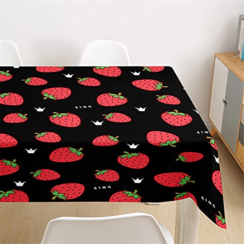 Morbuy Rechteckige Tischdecken, 3D Erdbeere Drucken Tischdecke Wasserdicht Abwaschbar Abwischbar Lotuseffekt Tischtuch für Dekoration Küchentisch Garten Outdoor (140x260cm,Rote Erdbeere) von Morbuy