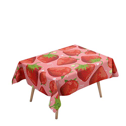 Morbuy Rechteckige Tischdecken, 3D Erdbeere Drucken Tischdecke Wasserdicht Abwaschbar Abwischbar Lotuseffekt Tischtuch für Dekoration Küchentisch Garten Outdoor (60x60cm,Erdbeere Obst) von Morbuy
