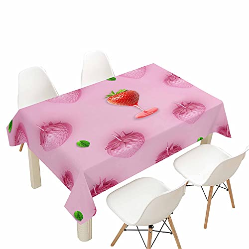 Morbuy Rechteckige Tischdecken, 3D Erdbeere Drucken Tischdecke Wasserdicht Abwaschbar Abwischbar Lotuseffekt Tischtuch für Dekoration Küchentisch Garten Outdoor (60x60cm,Grüne Minze) von Morbuy