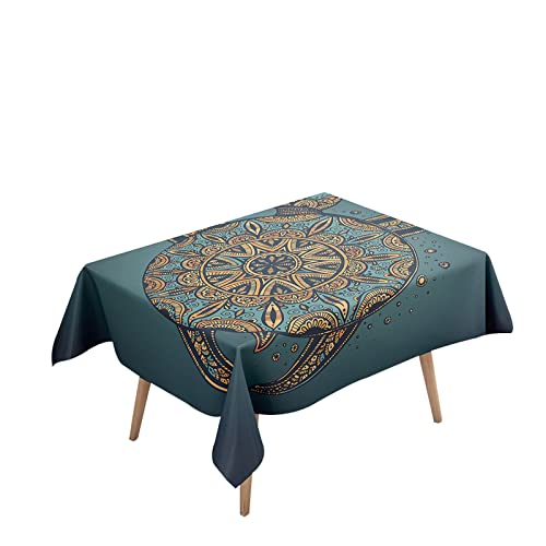 Morbuy Rechteckige Tischdecken, 3D Meeresschildkröte Drucken Tischdecke Wasserdicht Abwaschbar Abwischbar Tischtuch für Dekoration Küchentisch Garten Outdoor (100x140cm,Klassischer Stil) von Morbuy