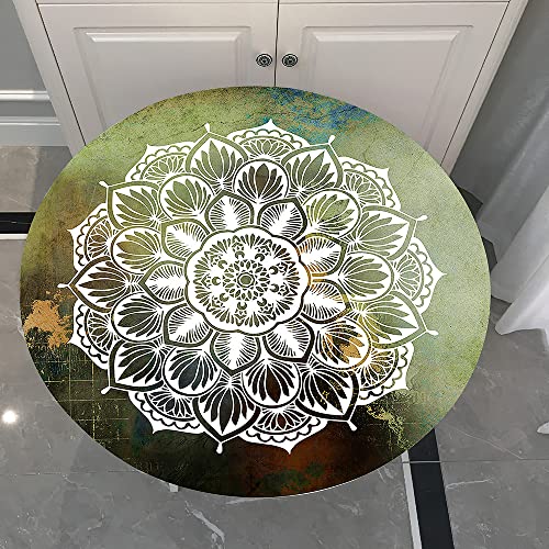 Morbuy Rund Tischdecke Elastisch, 3D Mandala Drucken Wasserdicht Rund Tischdecken Lotuseffekt Abwaschbar Abwischbar Tischtuch für Dekoration Küchentisch Garten Outdoor (150cm,Retro-Mandala) von Morbuy