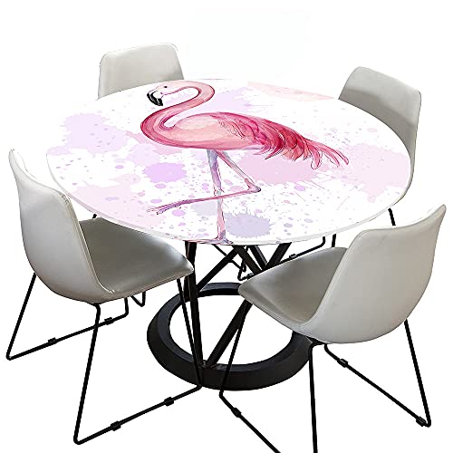 Morbuy Rund Tischdecke Elastisch, Flamingo Drucken Tischdecken Wasserdicht Lotuseffekt Abwaschbar Abwischbar Tischtuch für Dekoration Küchentisch Garten Outdoor (100cm,Rosa Flamingo 1) von Morbuy